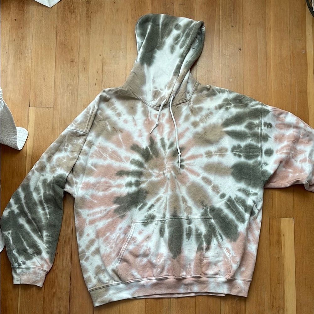 Vintage Paperbacks Oversized Tie-Dye Hoodie in Earth Tones